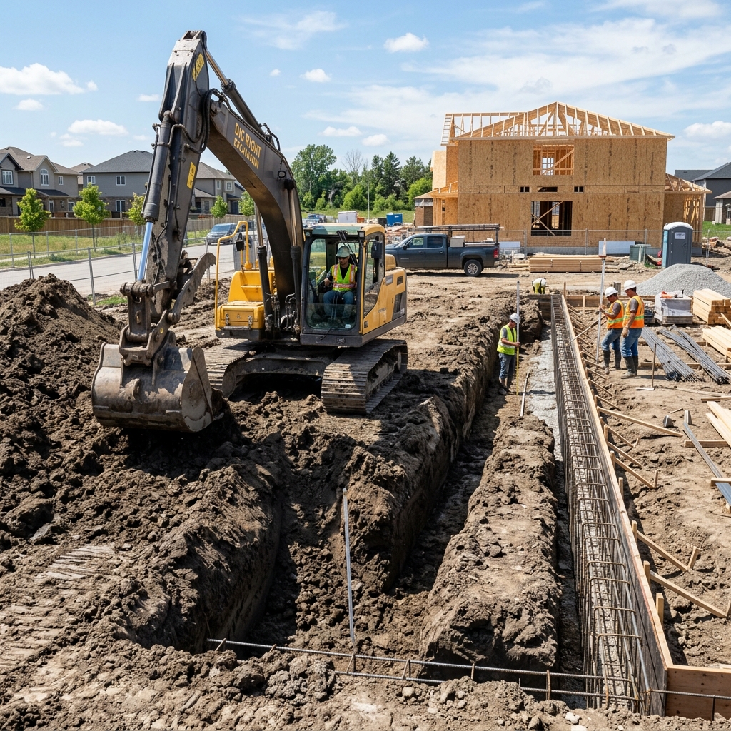 Excavation pour fondation de maison