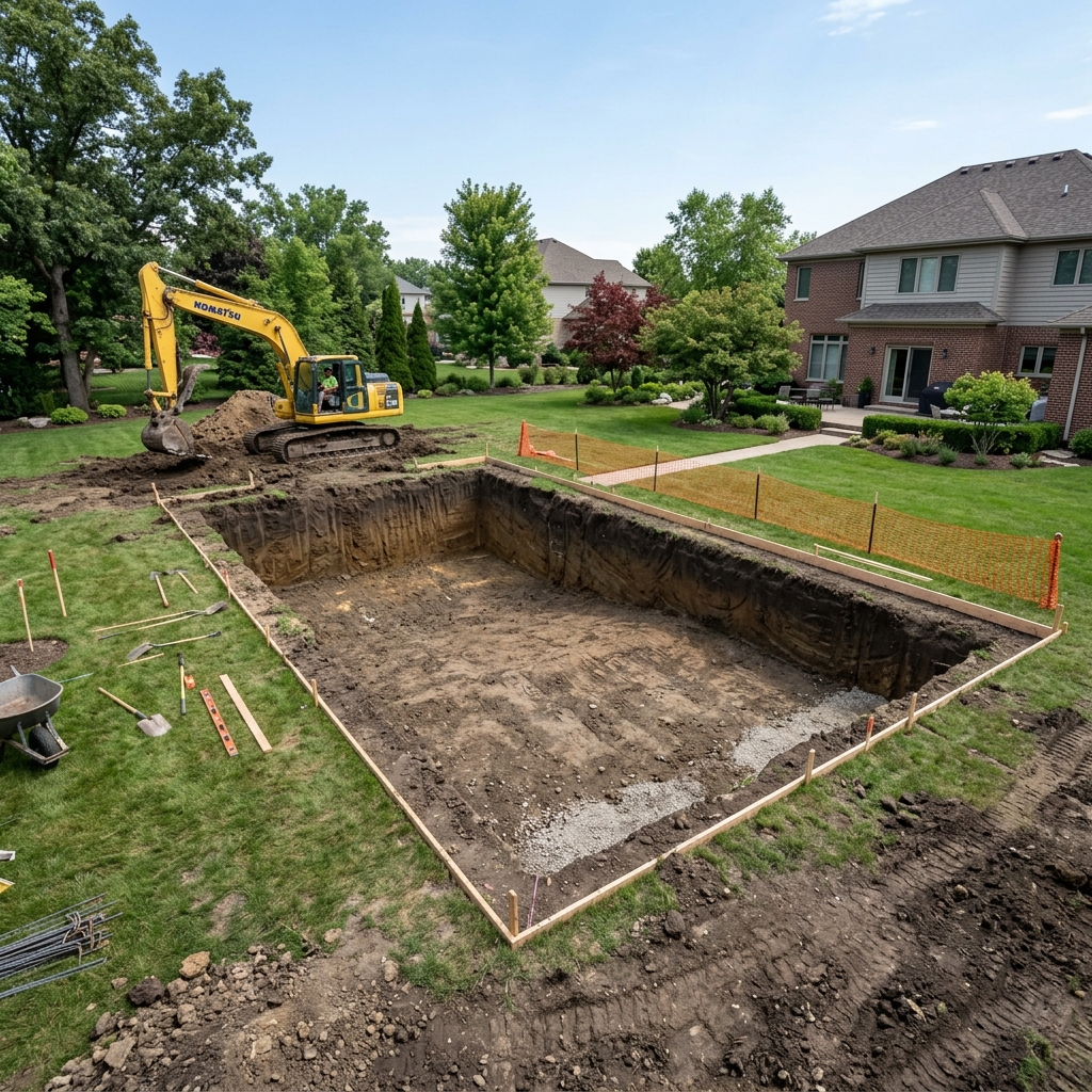 Excavation pour piscine creusée